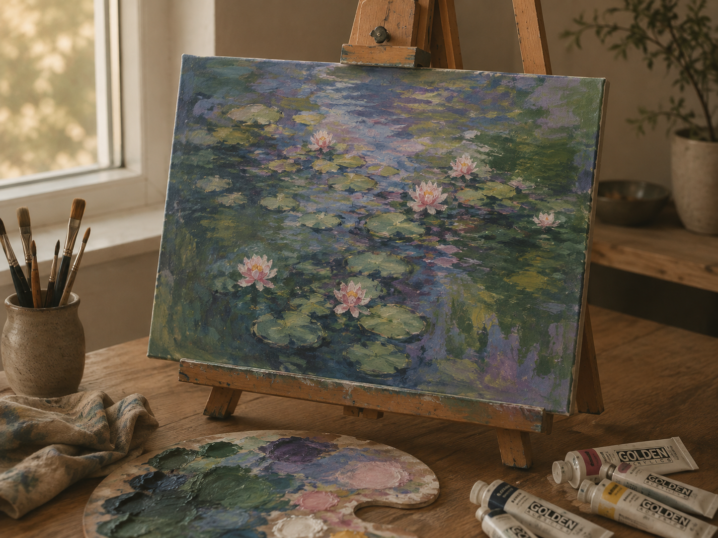 Acrylic: Study of Monet's Waterlilies
